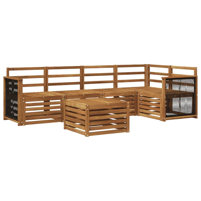 Outdoor Sofa Set 6 pcs Natural Solid Acacia Wood