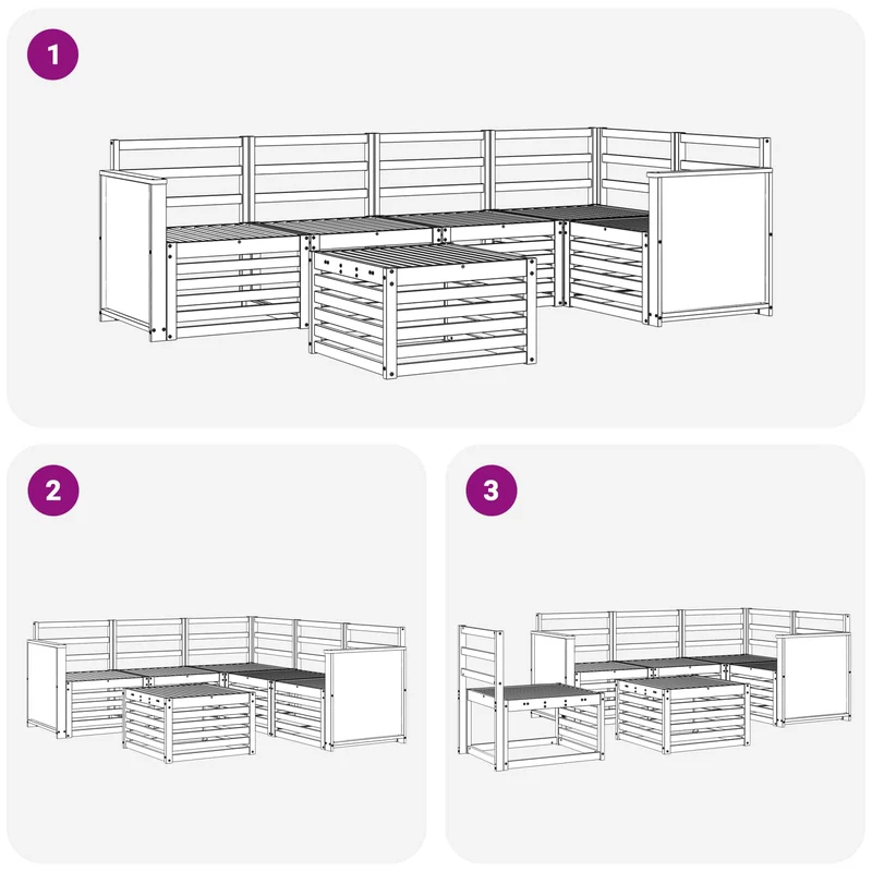 Outdoor Sofa Set 6 pcs Natural Solid Acacia Wood