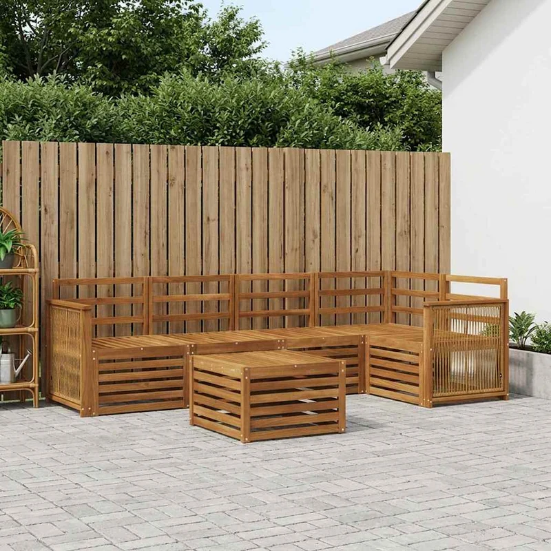 Outdoor Sofa Set 6 pcs Natural Solid Acacia Wood