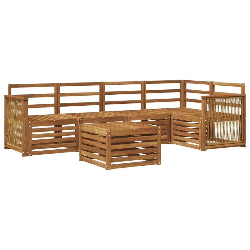 Outdoor Sofa Set 6 pcs Natural Solid Acacia Wood