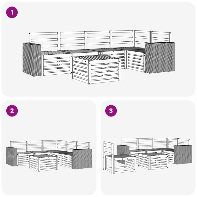 Outdoor Sofa Set 6 pcs Natural Polyester