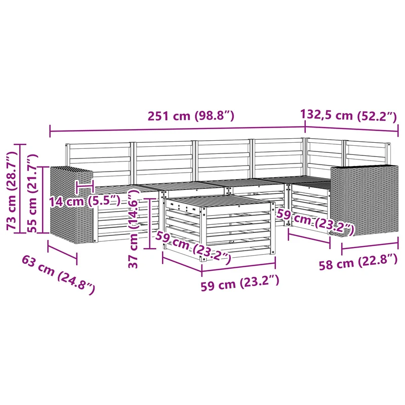 Outdoor Sofa Set 6 pcs Natural Polyester