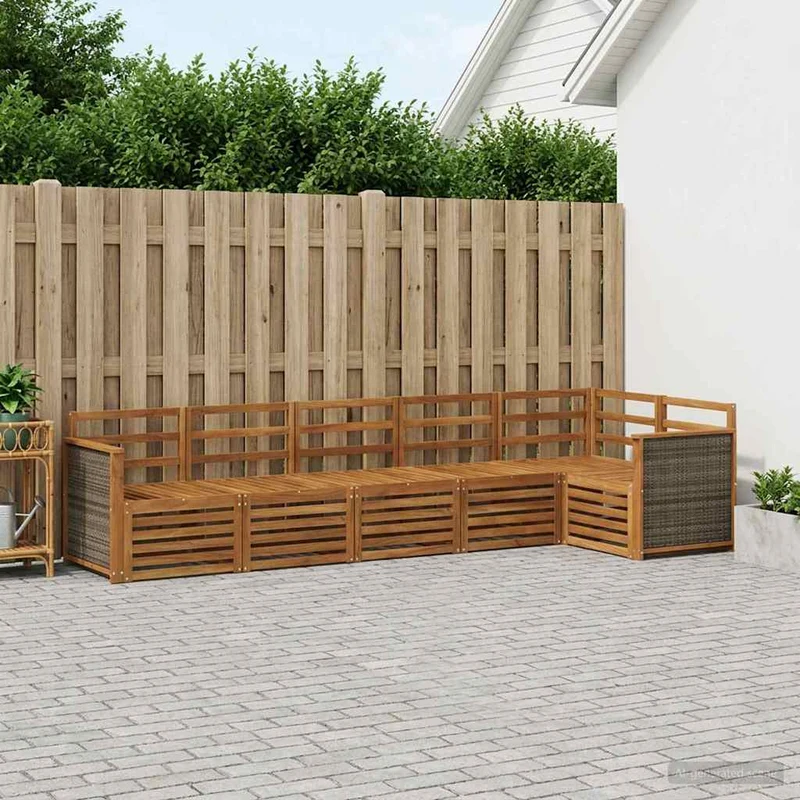 Outdoor Sofa Set 5 pcs Natural Solid Acacia Wood
