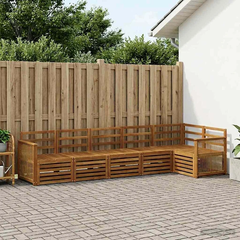 Outdoor Sofa Set 5 pcs Natural Solid Acacia Wood