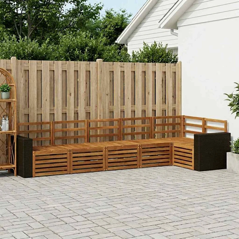 Outdoor Sofa Set 6 pcs Natural Polyester