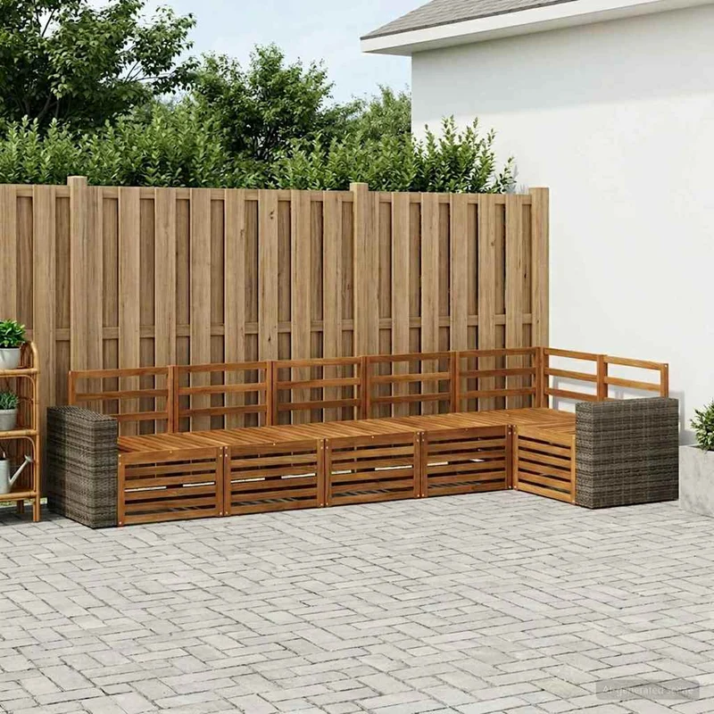 Outdoor Sofa Set 6 pcs Natural Polyester