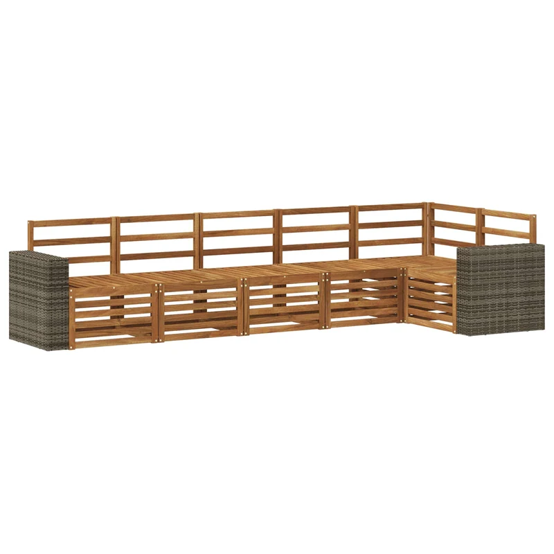 Outdoor Sofa Set 6 pcs Natural Polyester