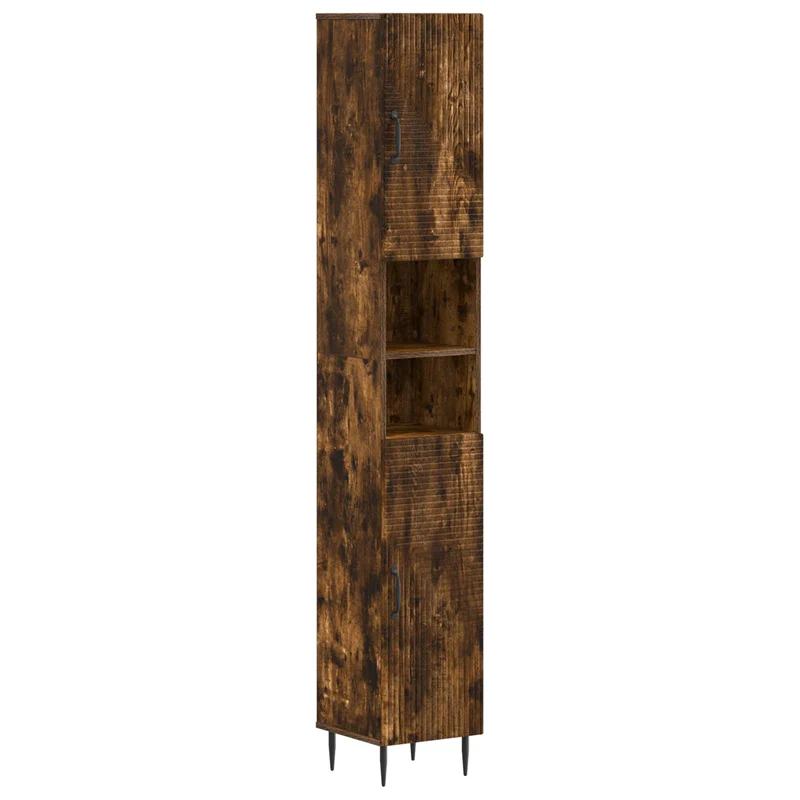 4 Piece Bathroom Cabinet Set HAARLEM Smoked Oak Engineered Wood