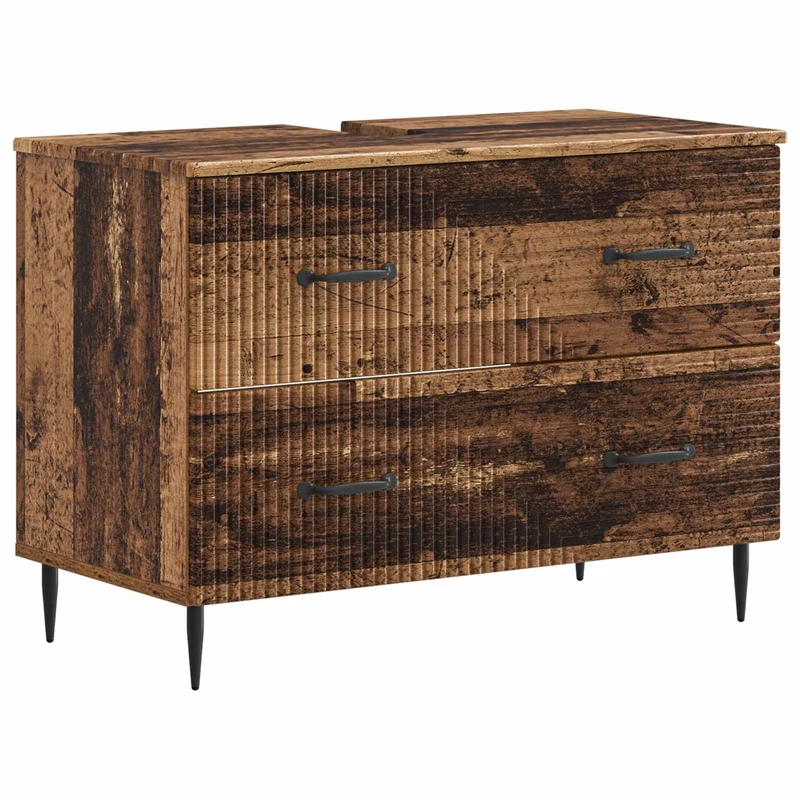 4 Piece Bathroom Cabinet Set HAARLEM Old Wood Engineered Wood