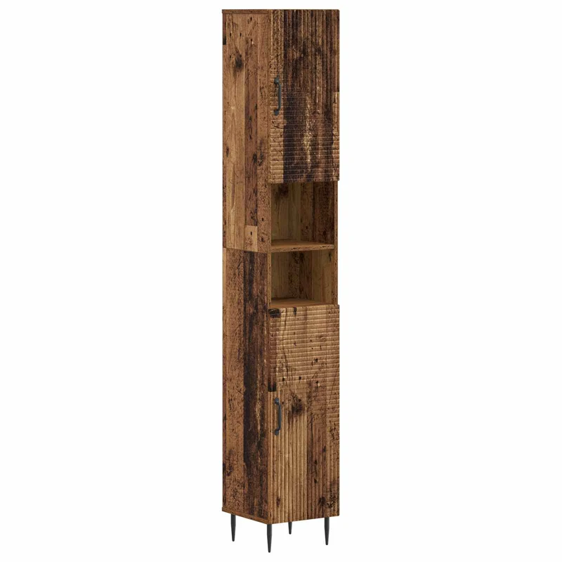 4 Piece Bathroom Cabinet Set HAARLEM Old Wood Engineered Wood