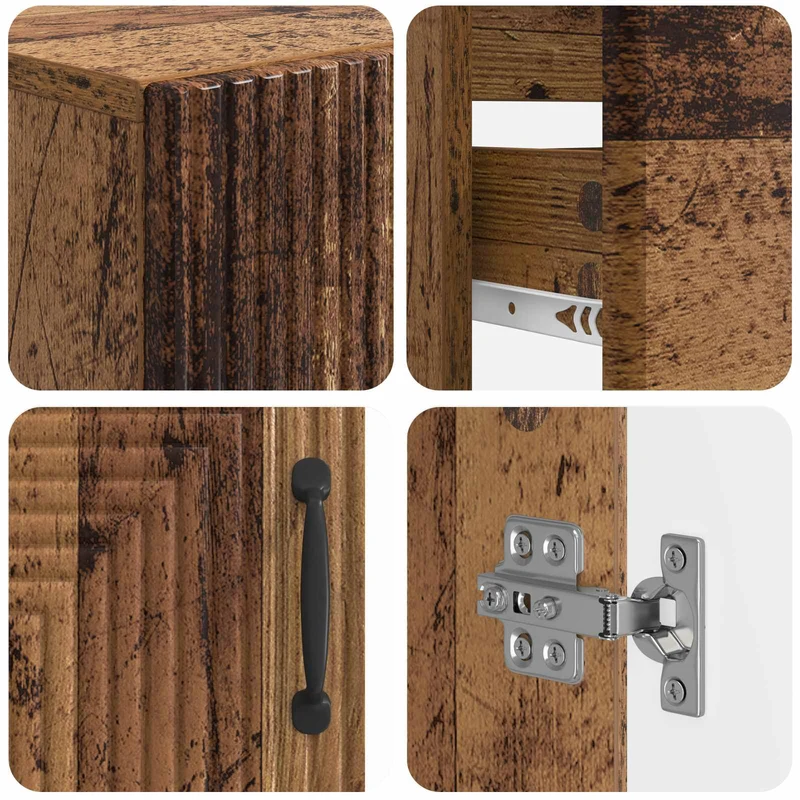 4 Piece Bathroom Cabinet Set HAARLEM Old Wood Engineered Wood