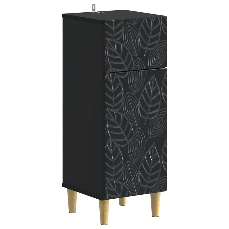 4 Piece Bathroom Cabinet Set DELFT Black Engineered Wood