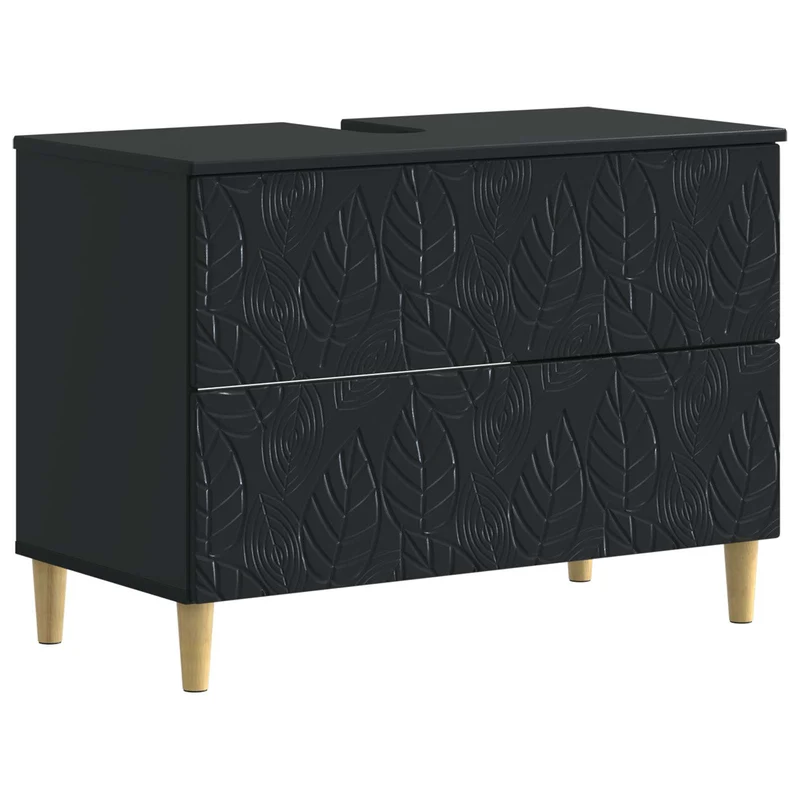 4 Piece Bathroom Cabinet Set DELFT Black Engineered Wood