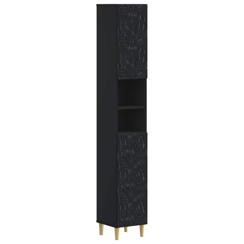4 Piece Bathroom Cabinet Set DELFT Black Engineered Wood