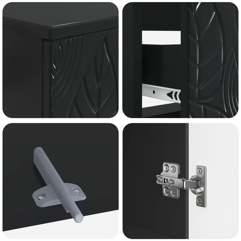 4 Piece Bathroom Cabinet Set DELFT Black Engineered Wood