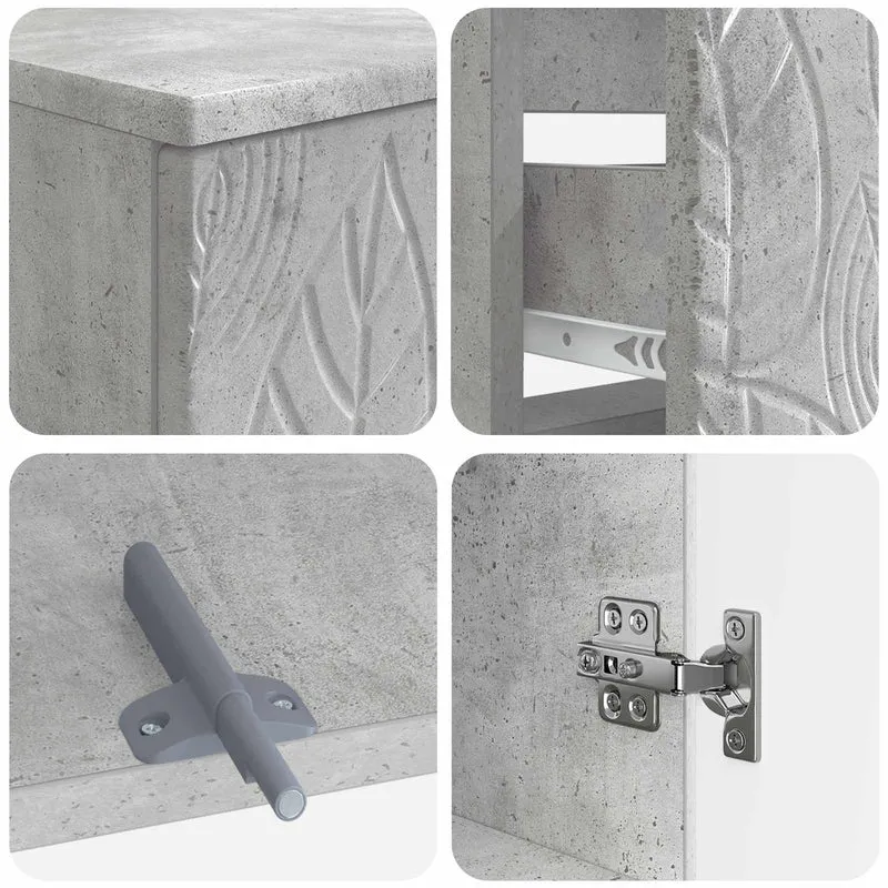 4 Piece Bathroom Cabinet Set DELFT Concrete Grey
