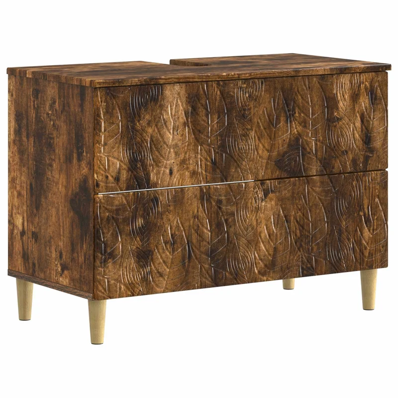 4 Piece Bathroom Cabinet Set DELFT Smoked Oak Engineered Wood
