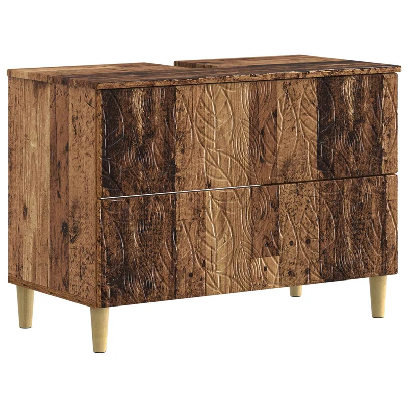 4 Piece Bathroom Cabinet Set DELFT Old Wood Engineered Wood