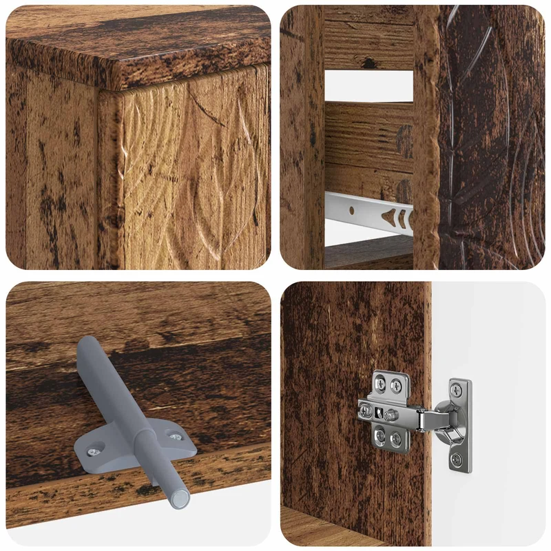 4 Piece Bathroom Cabinet Set DELFT Old Wood Engineered Wood