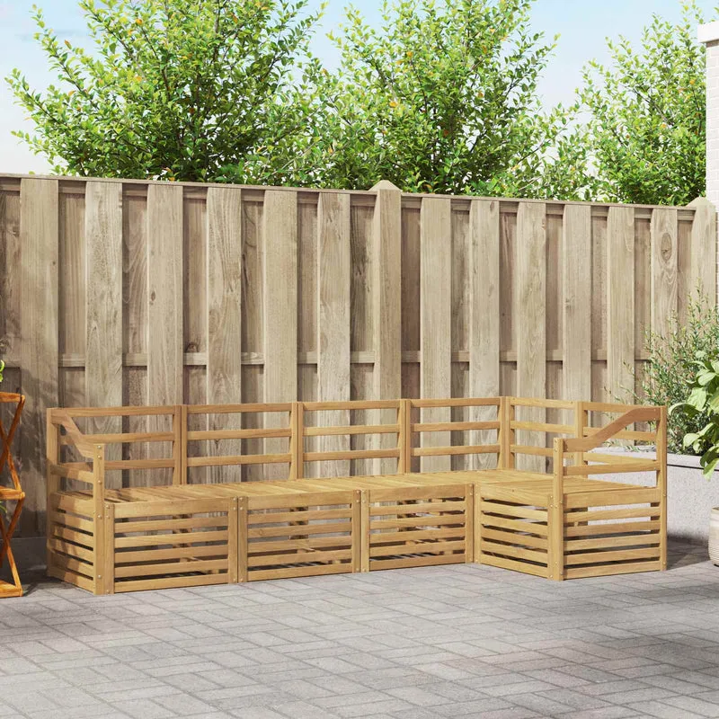 Outdoor Sofa Set 5 pcs White Solid Acacia Wood