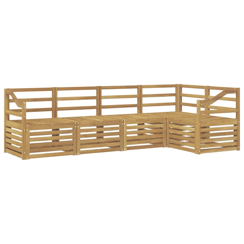Outdoor Sofa Set 5 pcs White Solid Acacia Wood