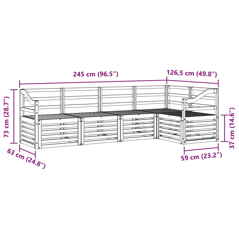 Outdoor Sofa Set 5 pcs White Solid Acacia Wood