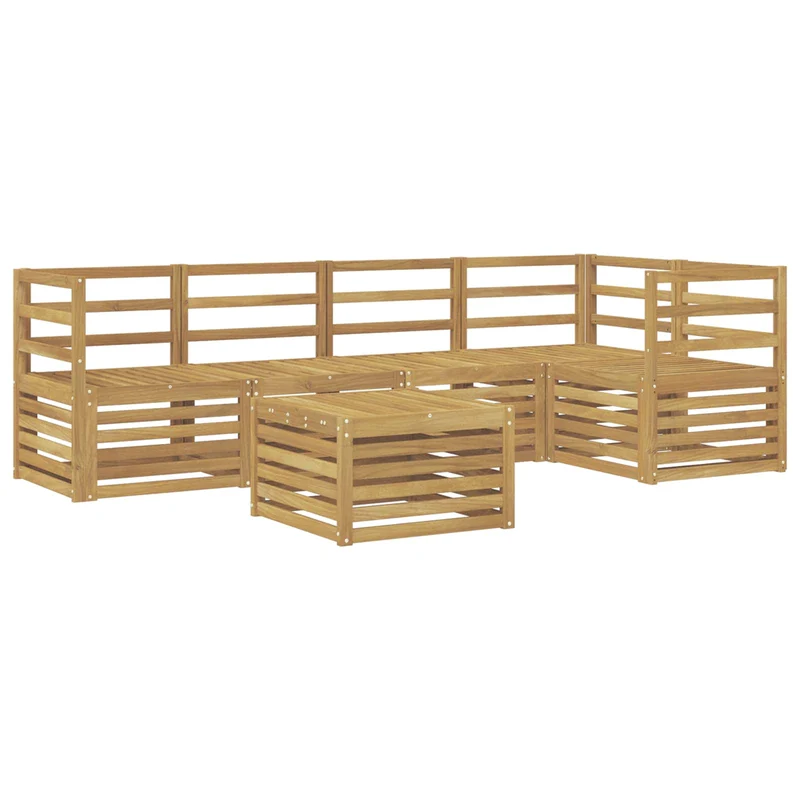 Outdoor Sofa Set 6 pcs White Solid Acacia Wood