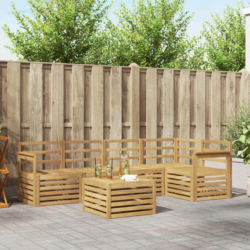 Outdoor Sofa Set 6 pcs White Solid Acacia Wood