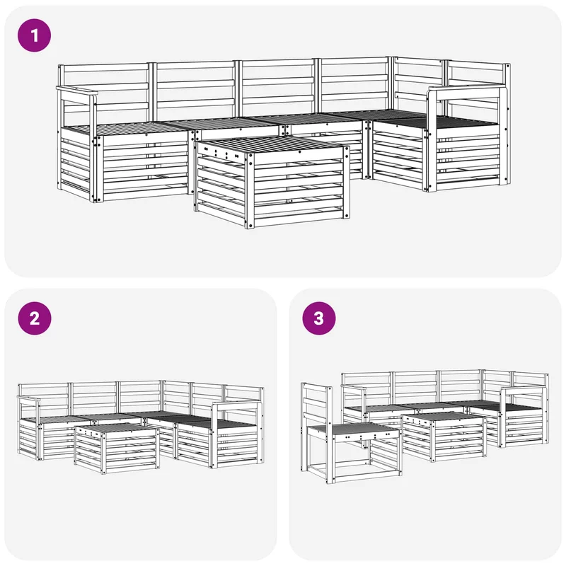 Outdoor Sofa Set 6 pcs White Solid Acacia Wood