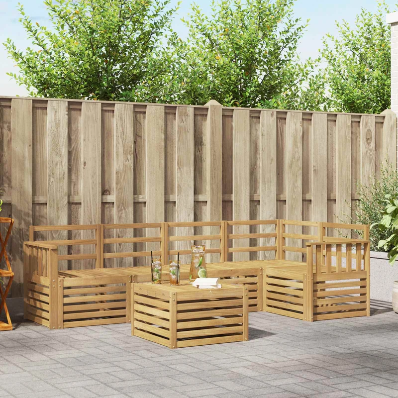 Outdoor Sofa Set 6 pcs White Solid Acacia Wood