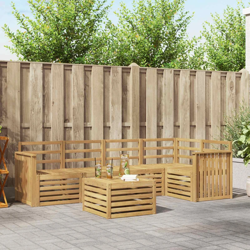Outdoor Sofa Set 6 pcs White Solid Acacia Wood