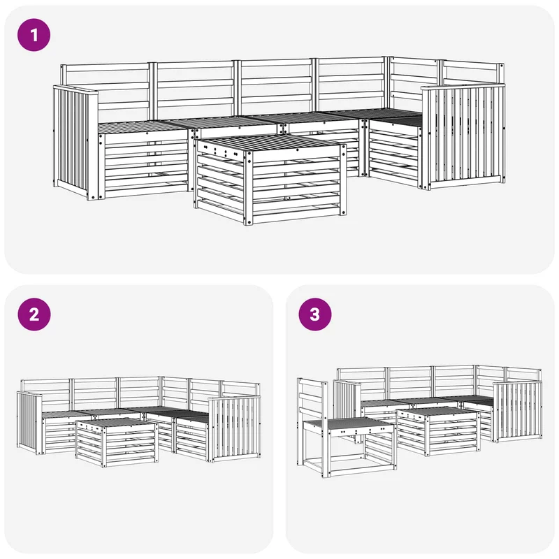 Outdoor Sofa Set 6 pcs White Solid Acacia Wood
