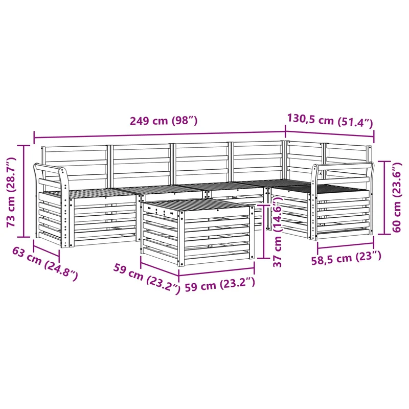 Outdoor Sofa Set 6 pcs White Solid Acacia Wood