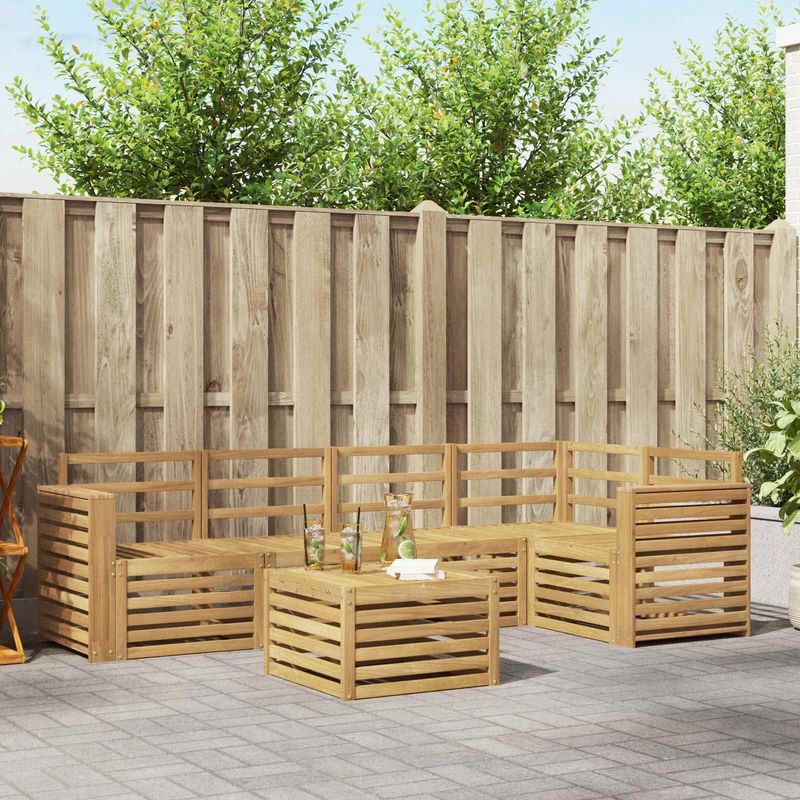 Outdoor Sofa Set 6 pcs White Solid Acacia Wood
