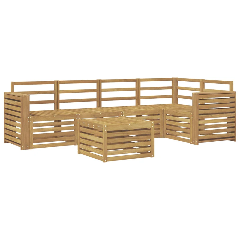 Outdoor Sofa Set 6 pcs White Solid Acacia Wood