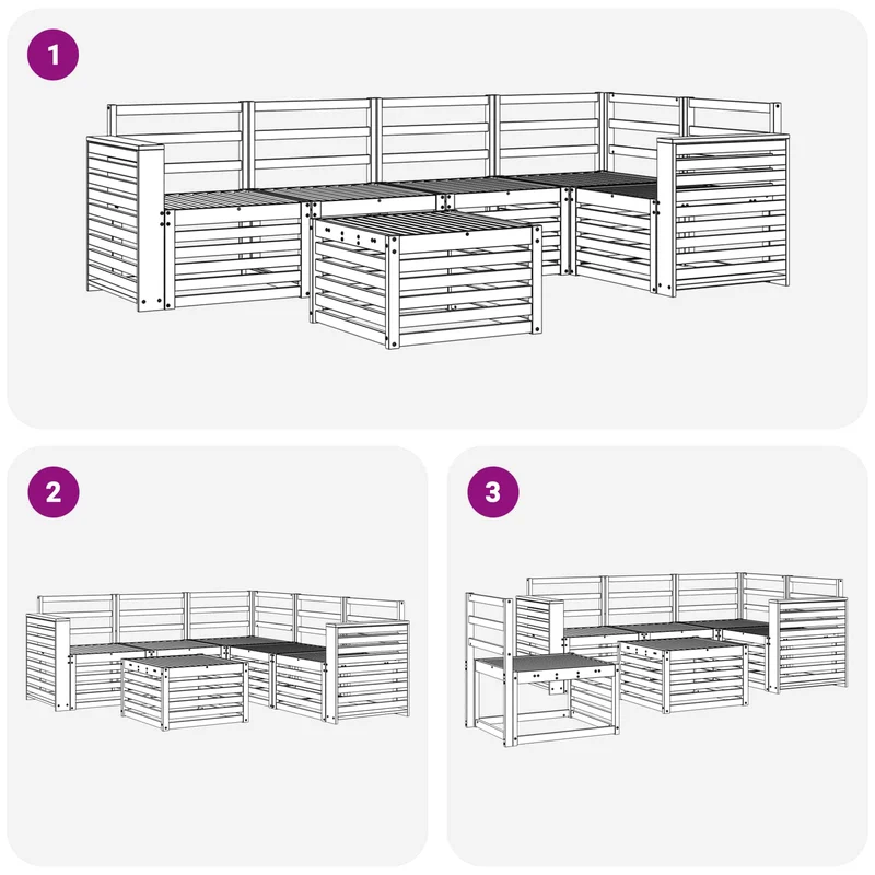 Outdoor Sofa Set 6 pcs White Solid Acacia Wood