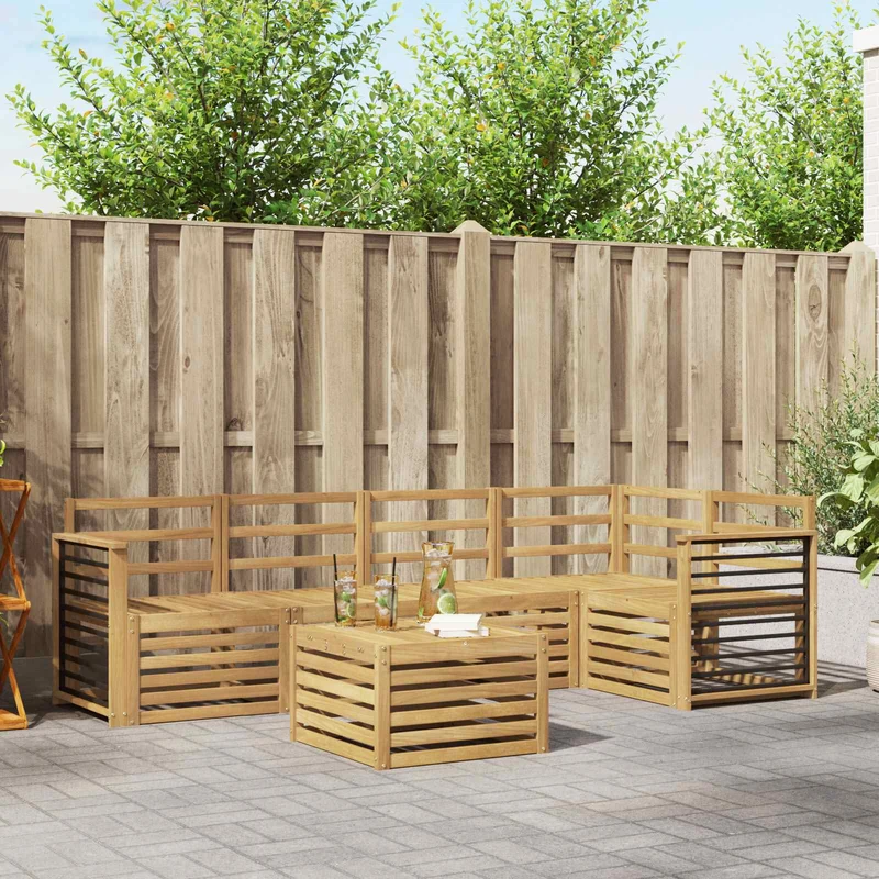 Outdoor Sofa Set 6 pcs White Solid Acacia Wood
