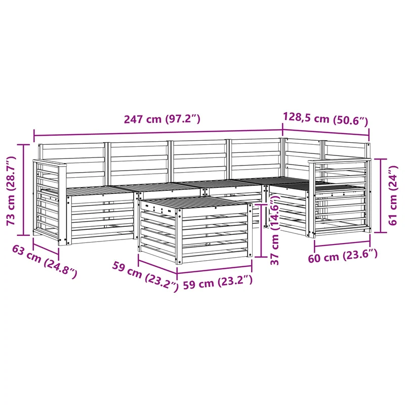Outdoor Sofa Set 6 pcs White Solid Acacia Wood
