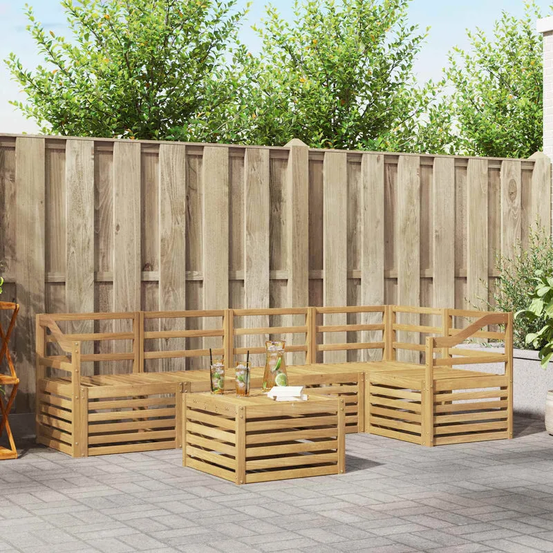 Outdoor Sofa Set 6 pcs White Solid Acacia Wood
