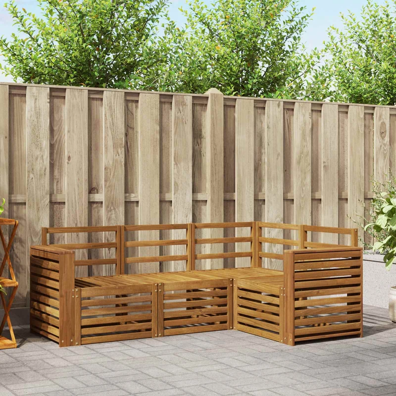 Outdoor Sofa Set 4 pcs Natural Polyester