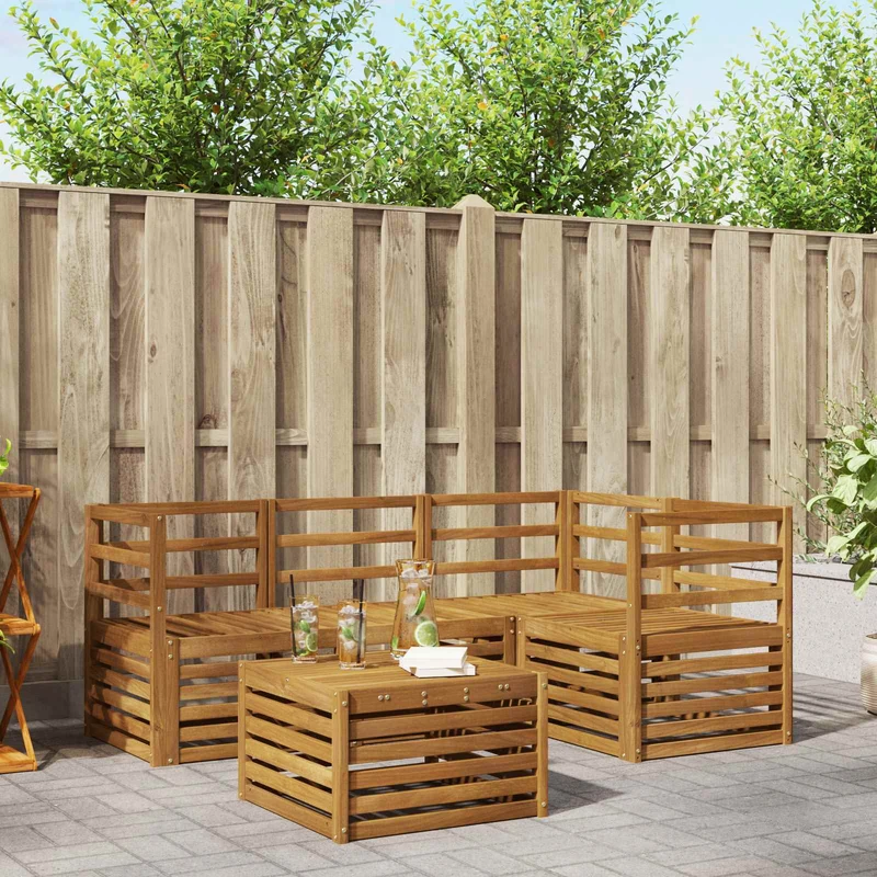 Outdoor Sofa Set 5 pcs Natural Polyester