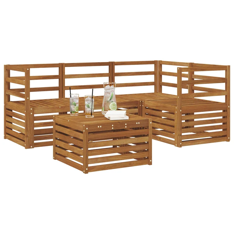 Outdoor Sofa Set 5 pcs Natural Polyester