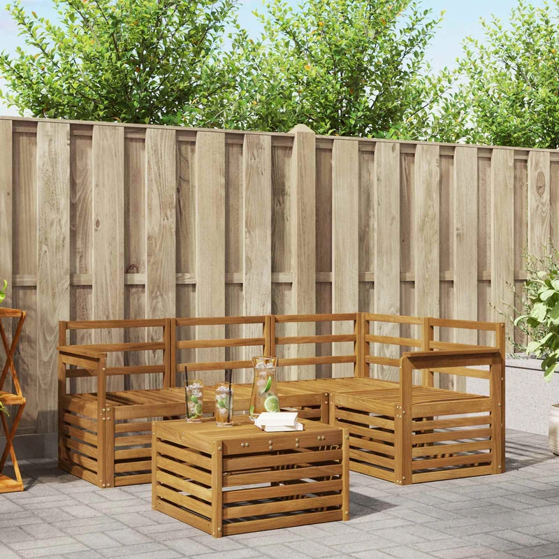 Outdoor Sofa Set 5 pcs Natural Polyester