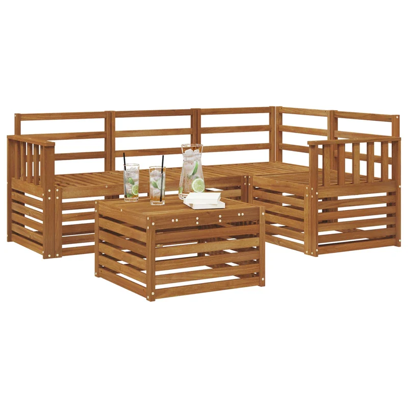 Outdoor Sofa Set 5 pcs Natural Polyester