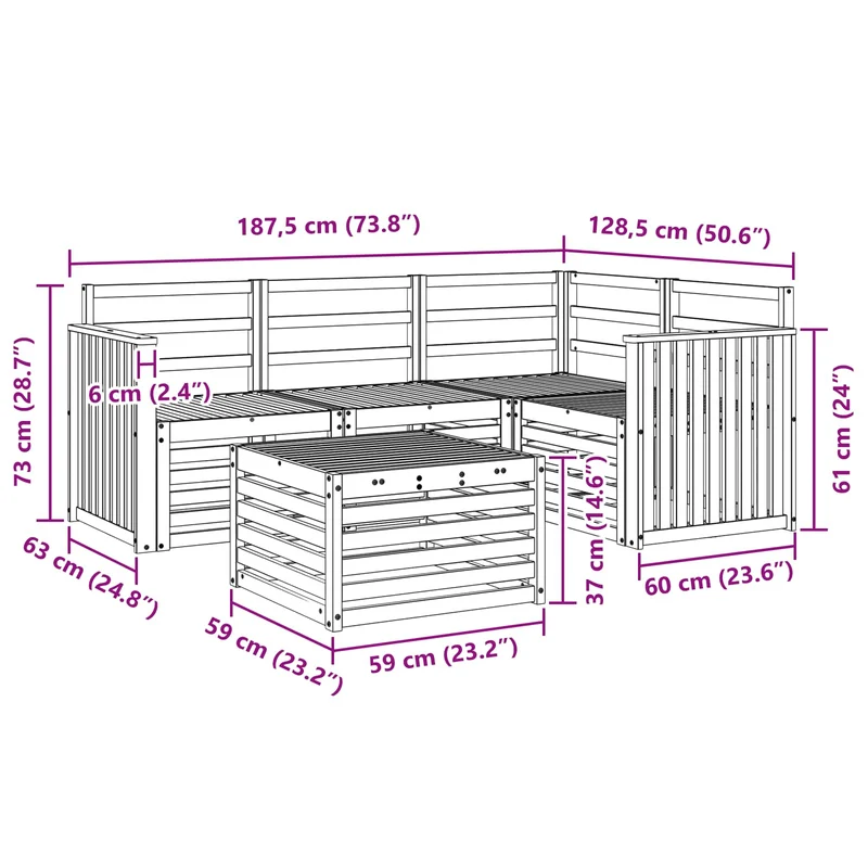 Outdoor Sofa Set 5 pcs Natural Polyester