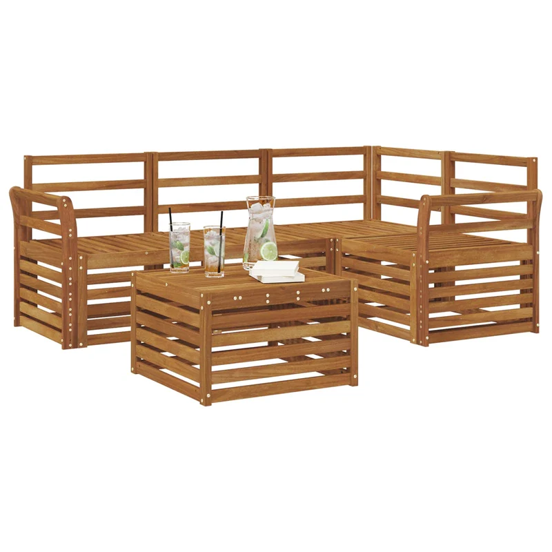 Outdoor Sofa Set 5 pcs Natural Polyester