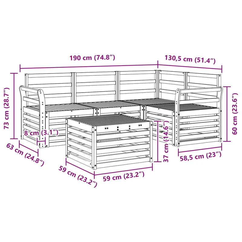 Outdoor Sofa Set 5 pcs Natural Polyester