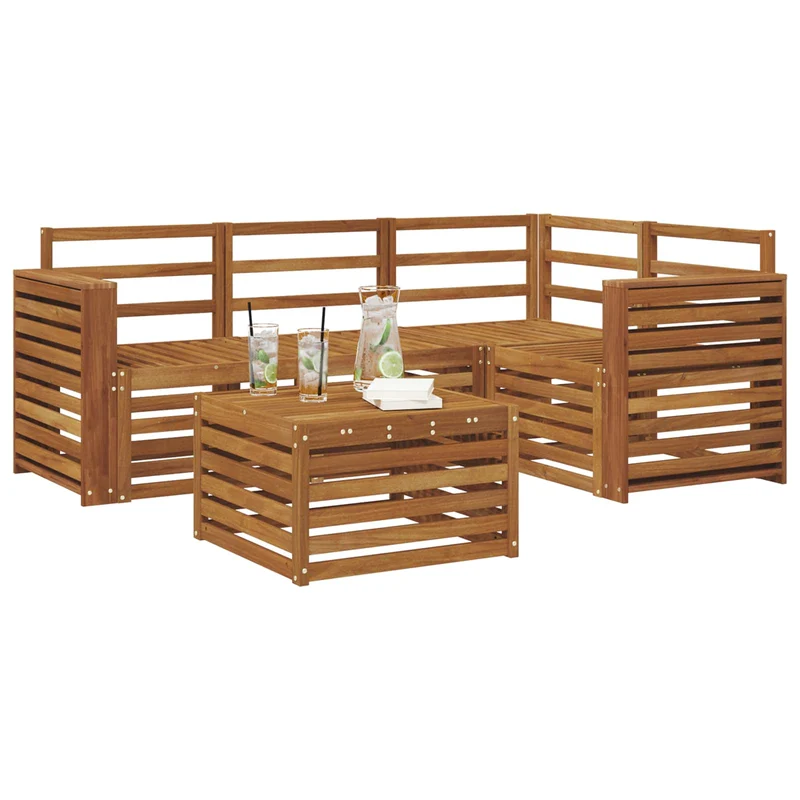Outdoor Sofa Set 5 pcs Natural Polyester