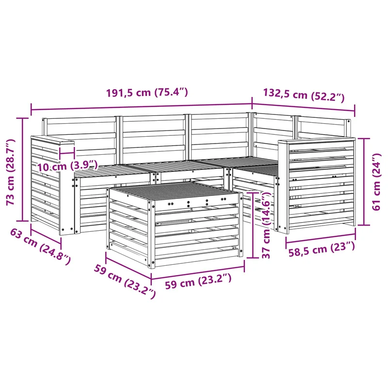 Outdoor Sofa Set 5 pcs Natural Polyester
