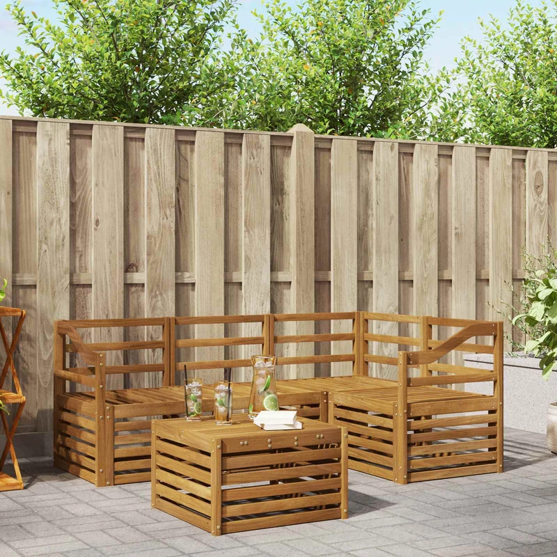 Outdoor Sofa Set 5 pcs Natural Polyester